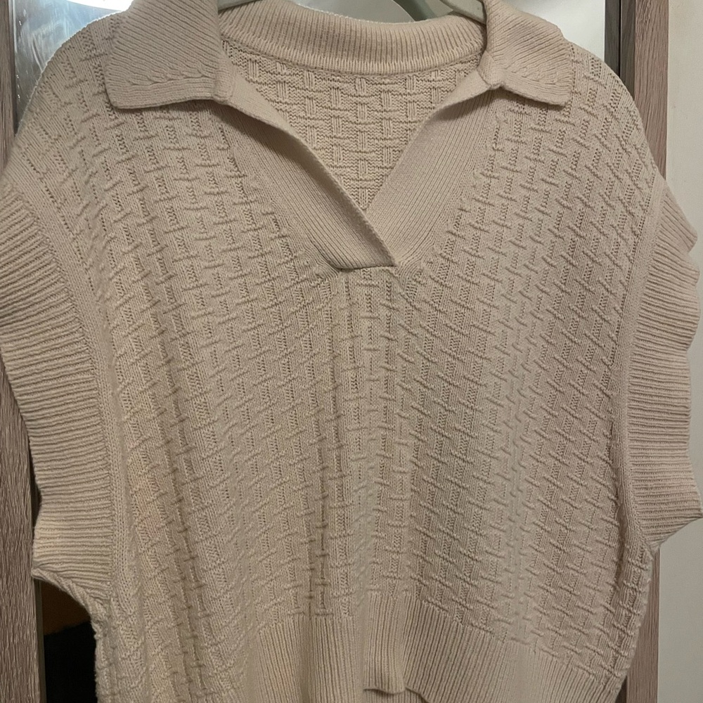 Oak + Fort Beige Knit Collared Sweater